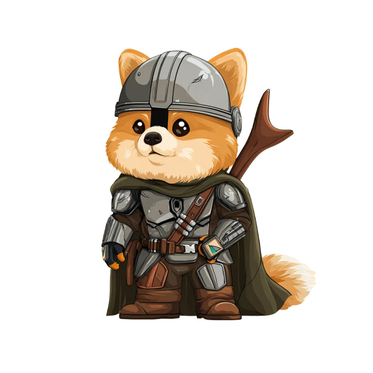 Mandalorian Pomeranian Vinyl Car Decal Sticker – Waterproof & UV-Resistant 3.4133333333333336"