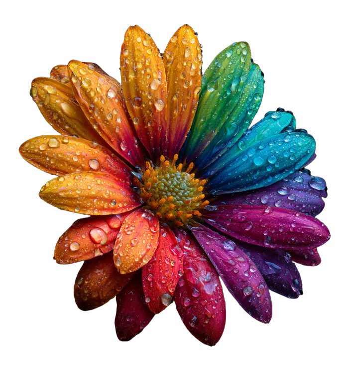 Vibrant Rainbow Daisy Vinyl Car Decal Sticker – Waterproof & UV-Resistant 7.466666666666667"