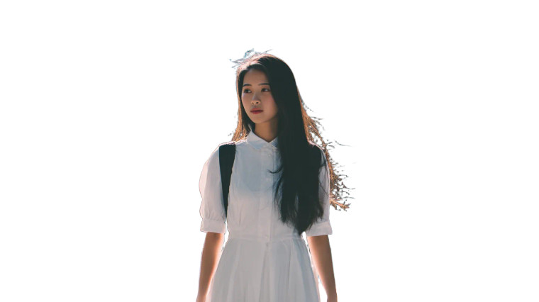 Asian Student Walking Vinyl Car Decal Sticker – Waterproof & UV-Resistant 2.72"