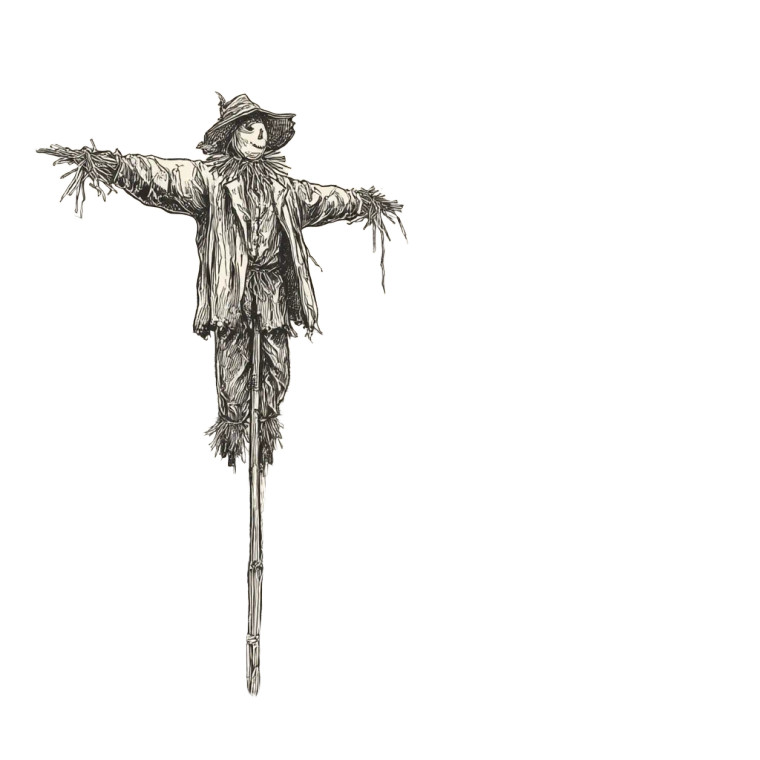 Vintage Scarecrow Drawing Vinyl Car Decal Sticker – Waterproof & UV-Resistant 6.826666666666667"