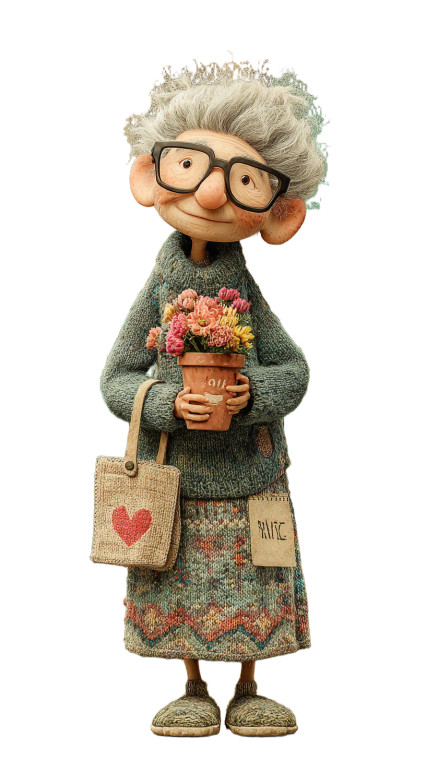 Elderly Flower Lady Vinyl Car Decal Sticker – Waterproof & UV-Resistant 4.8533333333333335"