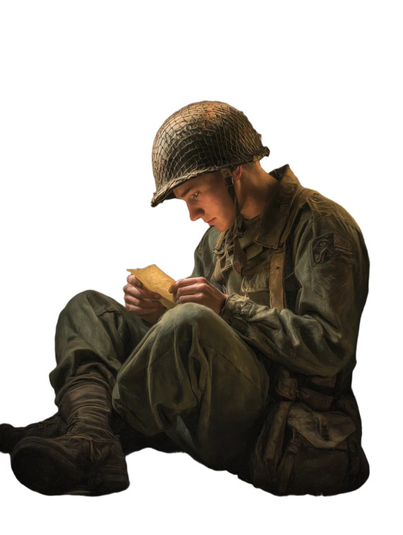 Soldier Reading Letter Vinyl Car Decal Sticker – Waterproof & UV-Resistant 4.1066666666666665"
