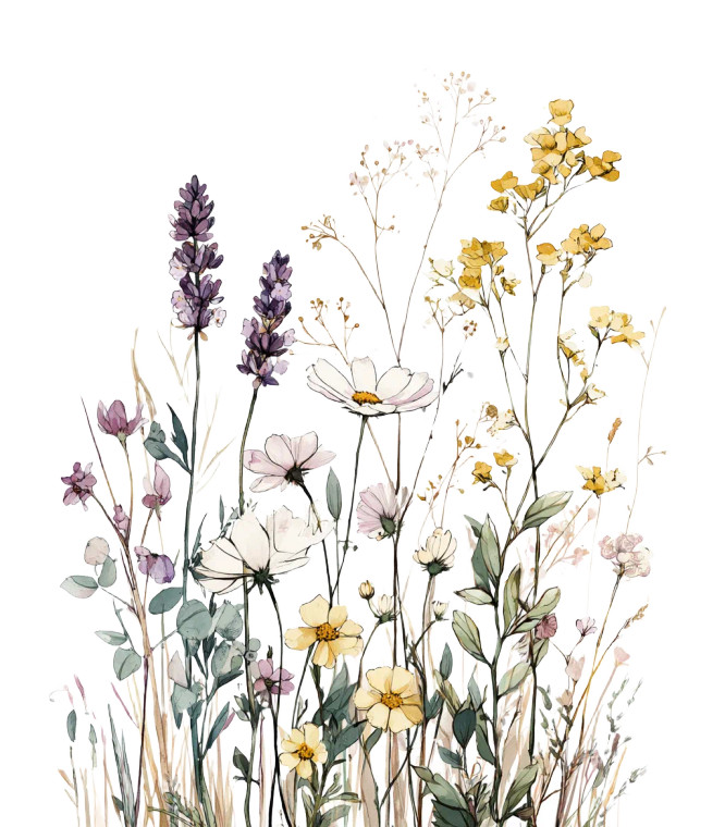 Delicate Wildflower Illustration Vinyl Car Decal Sticker – Waterproof & UV-Resistant 7.786666666666667"