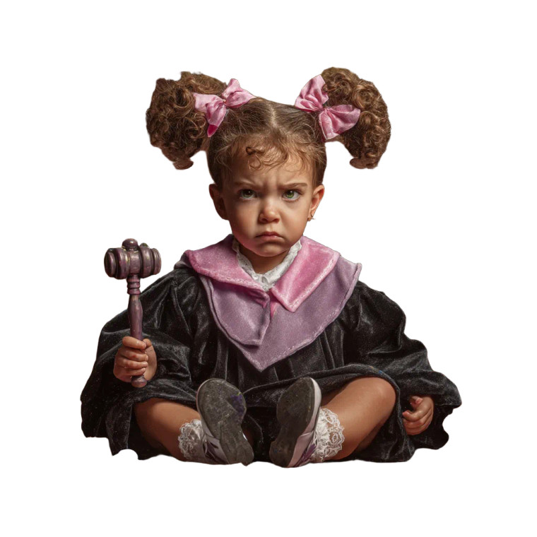 Cute Tiny Judge Vinyl Car Decal Sticker – Waterproof & UV-Resistant 6.826666666666667"