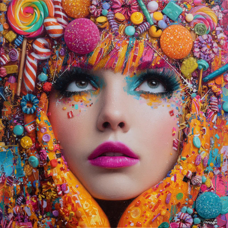 Surreal Candy Woman Vinyl Car Decal Sticker – Waterproof & UV-Resistant 3.4133333333333336"