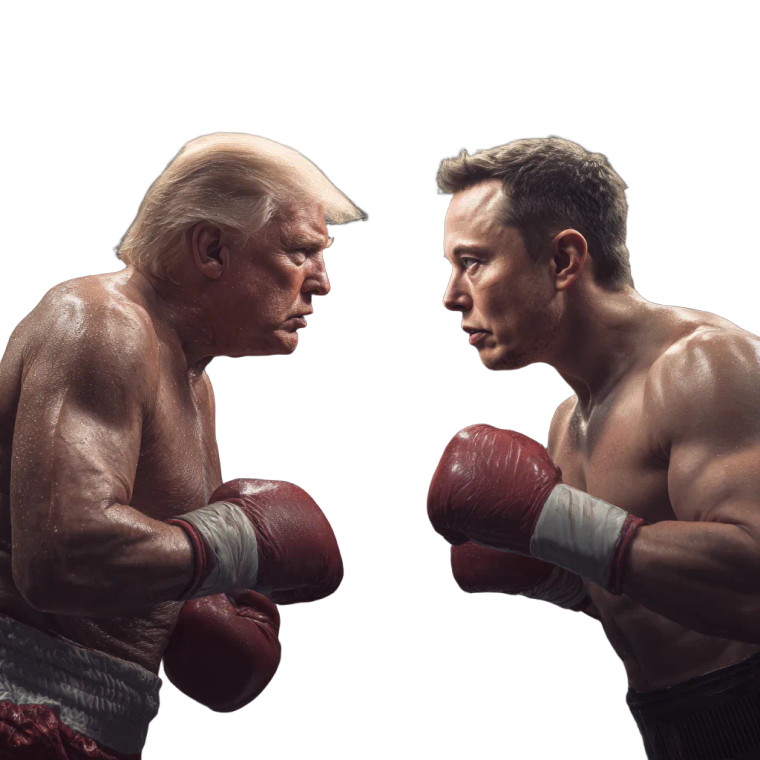Trump Vs Musk Boxing Vinyl Car Decal Sticker – Waterproof & UV-Resistant 6.826666666666667"