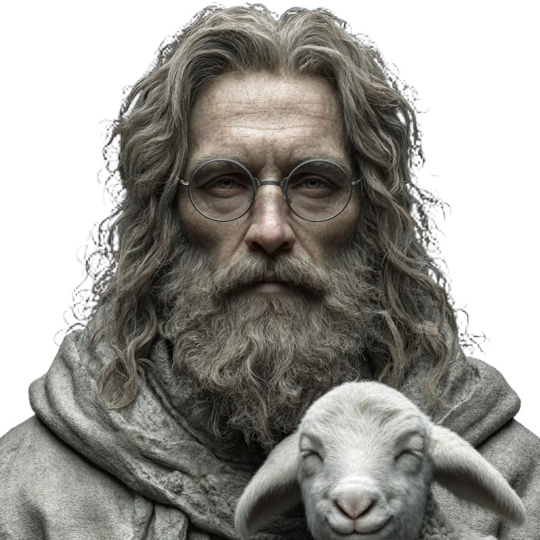 Wise Professor With Lamb Vinyl Car Decal Sticker – Waterproof & UV-Resistant 6.826666666666667"