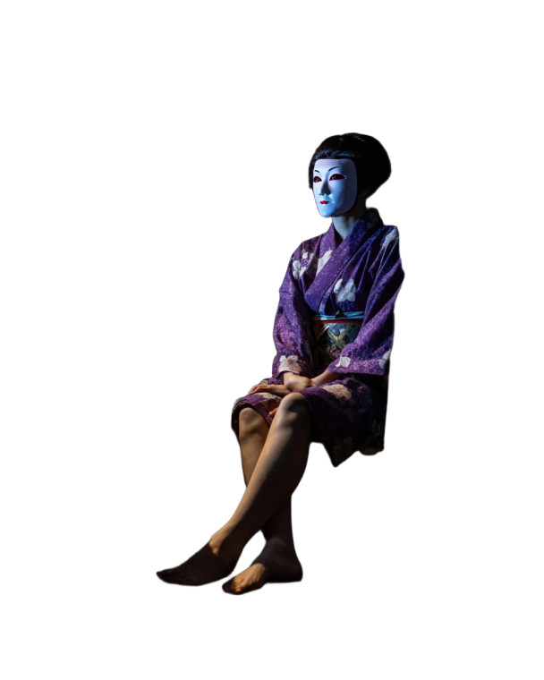 Masked Kimono Woman Vinyl Car Decal Sticker – Waterproof & UV-Resistant 4.0"