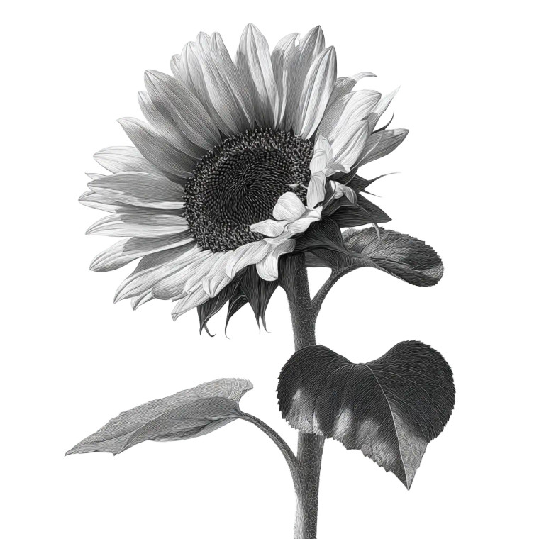 Single Sunflower Drawing Vinyl Car Decal Sticker – Waterproof & UV-Resistant 3.4133333333333336"