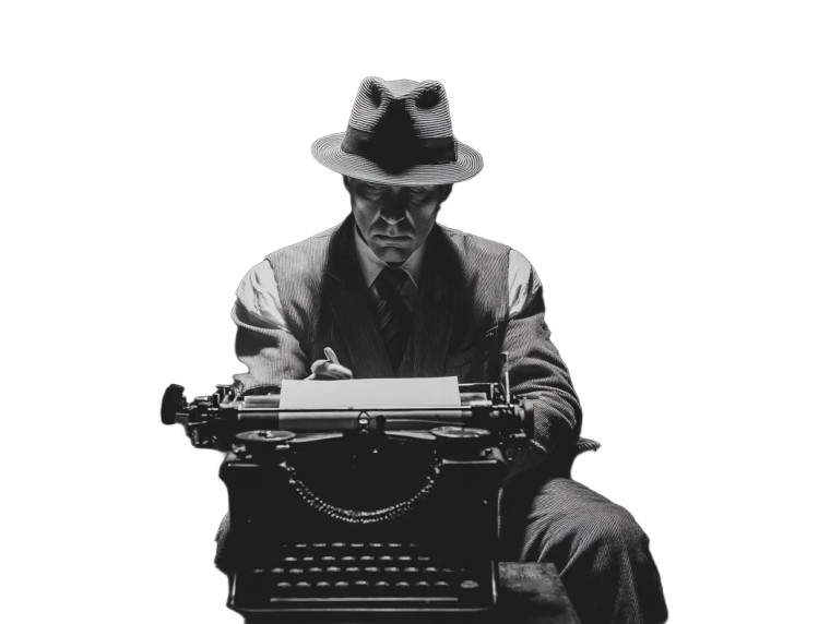 Old Mobster Typing Vinyl Car Decal Sticker – Waterproof & UV-Resistant 6.1866666666666665"