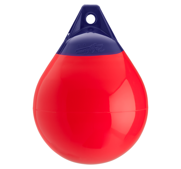 Polyform A-2 Red Mooring Buoy | 14-1/2 Inch Diameter, PVC, For Boats 30-40 Feet