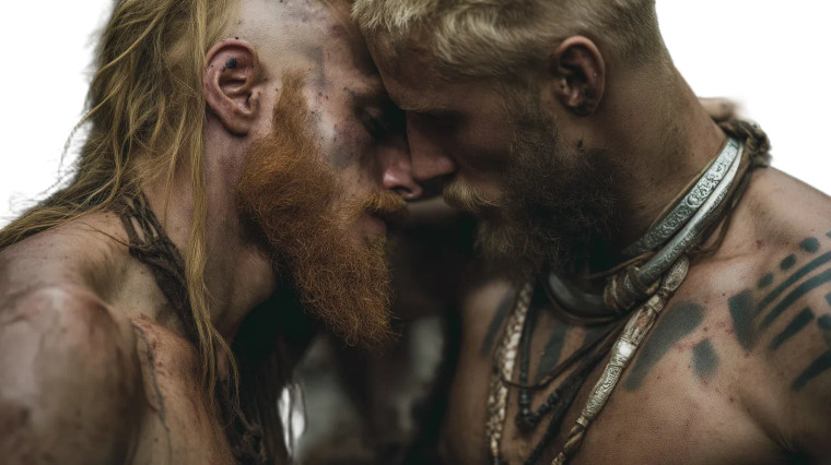 Viking Warriors Kissing Vinyl Car Decal Sticker – Waterproof & UV-Resistant 2.72"