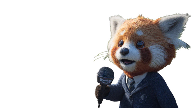 Red Panda Reporter Vinyl Car Decal Sticker – Waterproof & UV-Resistant 2.72"