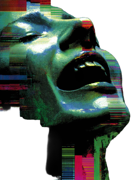 Digital Distorted Face Vinyl Car Decal Sticker – Waterproof & UV-Resistant 4.1066666666666665"