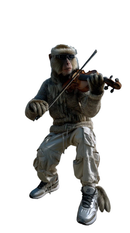 Monkey Violinist Vinyl Car Decal Sticker – Waterproof & UV-Resistant 4.8533333333333335"