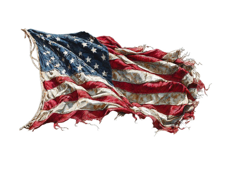 Tattered American Flag V2 Vinyl Car Decal Sticker – Waterproof & UV-Resistant 6.1866666666666665"