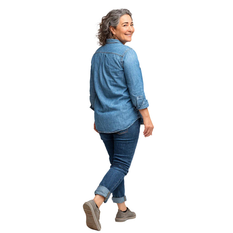 Hispanic Woman Walking Vinyl Car Decal Sticker – Waterproof & UV-Resistant 6.826666666666667"