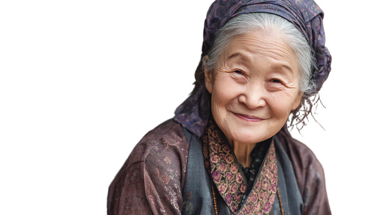 Smiling Korean Elder Vinyl Car Decal Sticker – Waterproof & UV-Resistant 2.72"