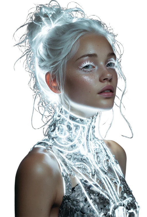 Futuristic Glowing Woman Vinyl Car Decal Sticker – Waterproof & UV-Resistant 4.426666666666667"