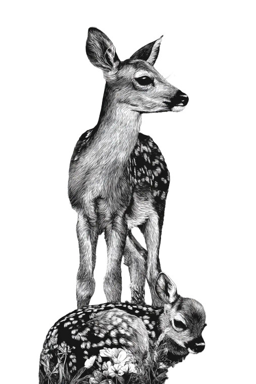 Adolescent Deer And Fawn Vinyl Car Decal Sticker – Waterproof & UV-Resistant 4.4