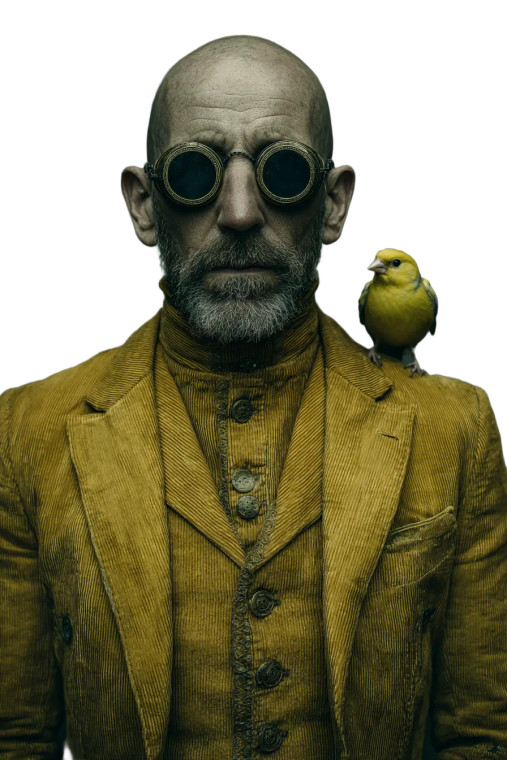 Man With Goldfinch Vinyl Car Decal Sticker – Waterproof & UV-Resistant 8.96"