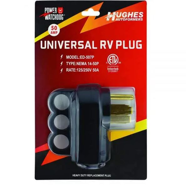 Heavy Duty 50A RV Male Plug | ETL Certified, Universal Fit, NEMA 14-50P End