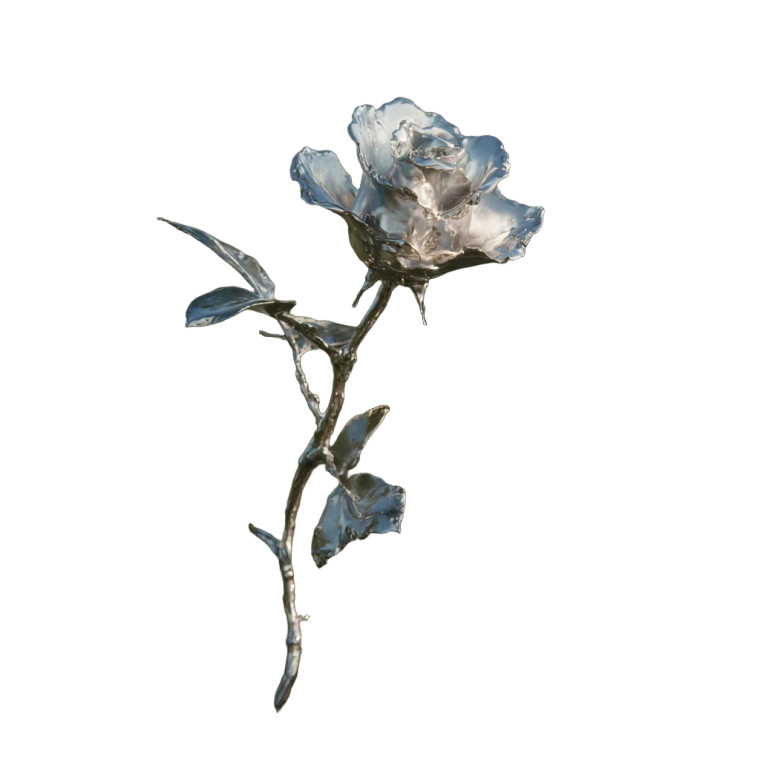 Silver Liquid Rose Vinyl Car Decal Sticker – Waterproof & UV-Resistant 3.4133333333333336"