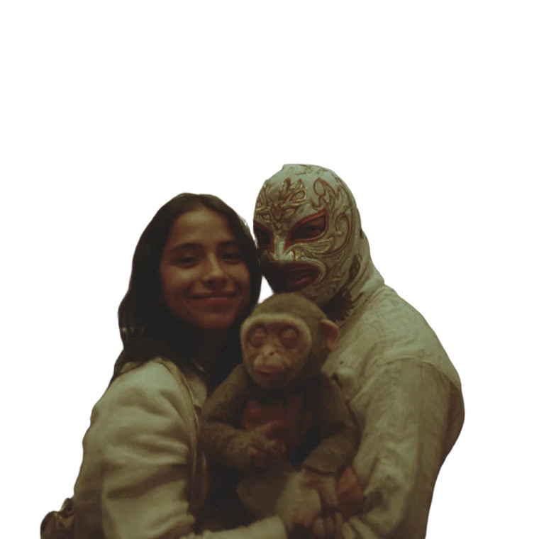 Girl With Masked Monkey Vinyl Car Decal Sticker – Waterproof & UV-Resistant 6.826666666666667"