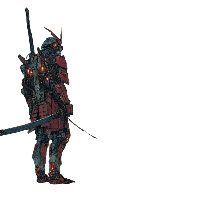 Cyborg Samurai Scene Vinyl Car Decal Sticker – Waterproof & UV-Resistant 3.4133333333333336"