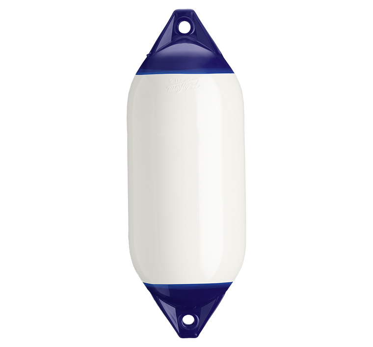 Polyform Boat Fender | Commercial Grade 11x30 Twin Eye Design White PVC | Inflatable Cylindrical | For 30-40 Ft Boats