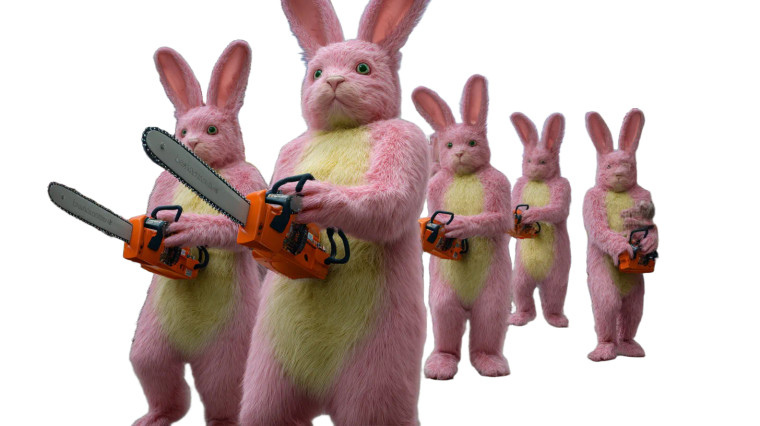 Pink Rabbit Parade Vinyl Car Decal Sticker – Waterproof & UV-Resistant 5.4