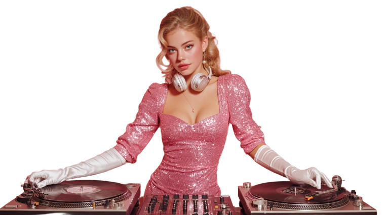 Stylish Female Dj V2 Vinyl Car Decal Sticker – Waterproof & UV-Resistant 2.72"