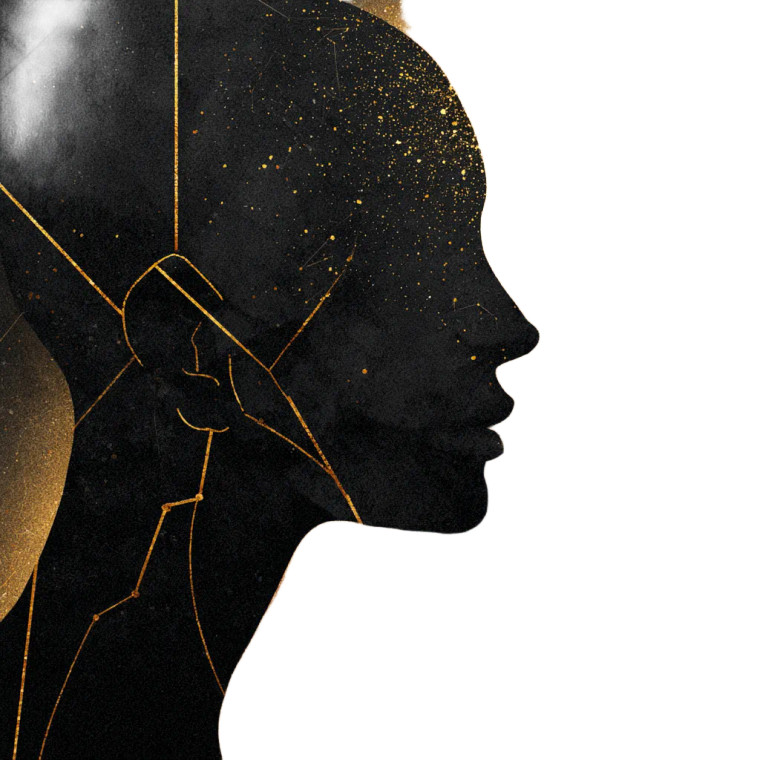 Golden Stylized Head Vinyl Car Decal Sticker – Waterproof & UV-Resistant 3.4133333333333336"