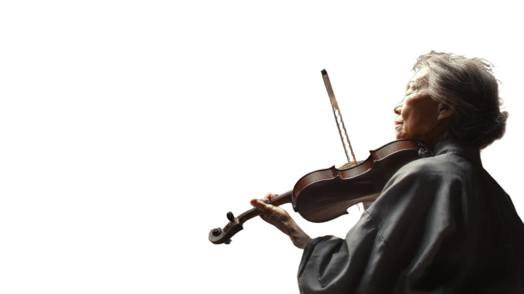 Elderly Violinist Performance Vinyl Car Decal Sticker – Waterproof & UV-Resistant 2.72"