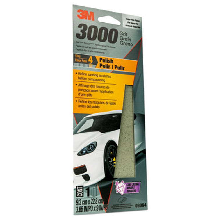 3M Trizact Sandpaper 3000 Grit | Precise & Long-Lasting | Ideal for Automotive Paint | Aluminum Oxide | 9x3.66 Inch