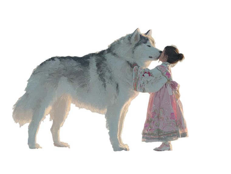 Girl Hugging Husky Vinyl Car Decal Sticker – Waterproof & UV-Resistant 6.1866666666666665"