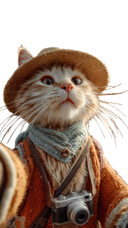 Tourist Cat Selfie Vinyl Car Decal Sticker – Waterproof & UV-Resistant 9.706666666666667"