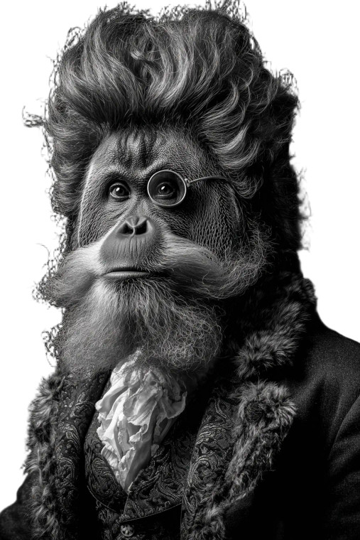 Surreal Aristocratic Orangutan Vinyl Car Decal Sticker – Waterproof & UV-Resistant 8.96"