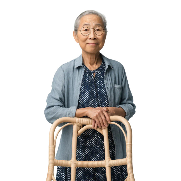 Elderly Woman With Chair Vinyl Car Decal Sticker – Waterproof & UV-Resistant 3.4133333333333336"
