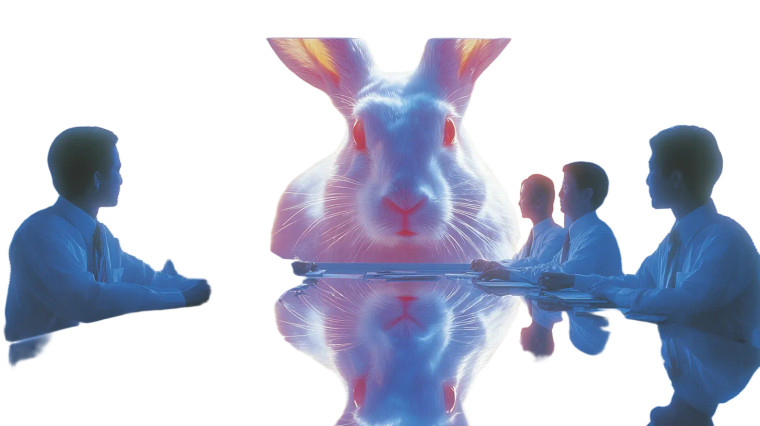 Surreal Conference Rabbit Vinyl Car Decal Sticker – Waterproof & UV-Resistant 5.4