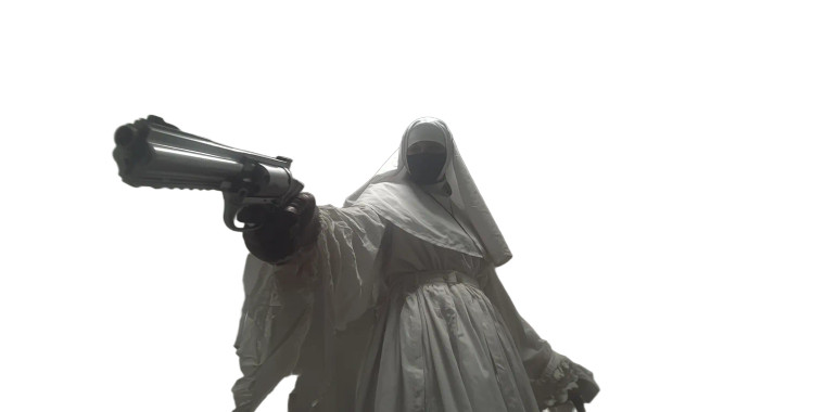 Nun With Gun V3 Vinyl Car Decal Sticker – Waterproof & UV-Resistant 5.12"