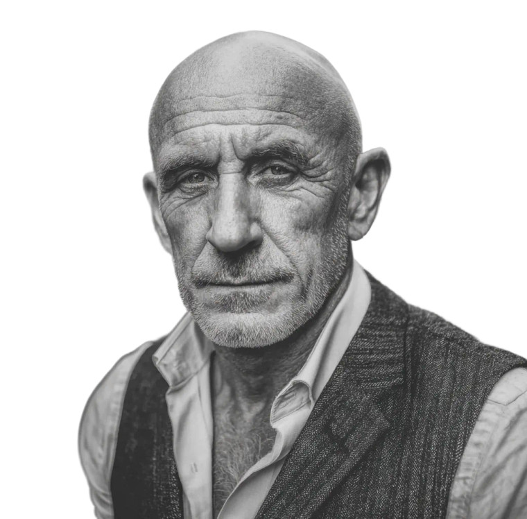 Bald Man Walking Vinyl Car Decal Sticker – Waterproof & UV-Resistant 3.4133333333333336"