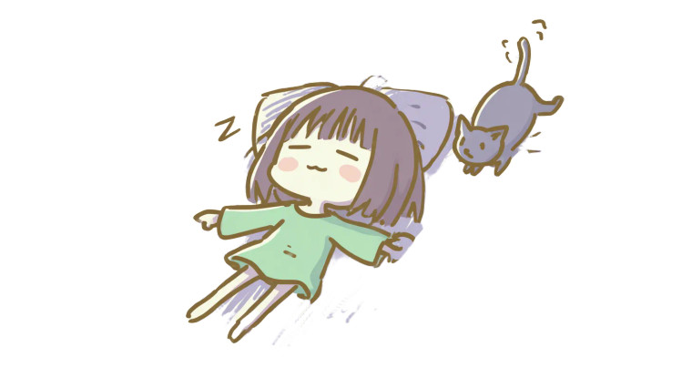 Sleeping Chibi Woman V2 Vinyl Car Decal Sticker – Waterproof & UV-Resistant 2.72"
