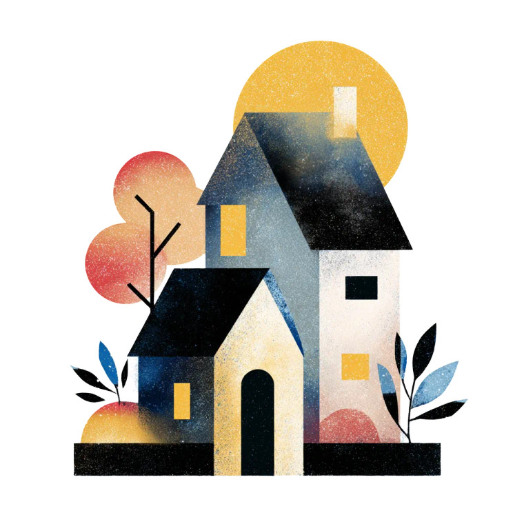 Abstract Cutout House Vinyl Car Decal Sticker – Waterproof & UV-Resistant 6.826666666666667"