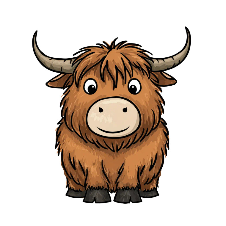 Highland Cow Cartoon Vinyl Car Decal Sticker – Waterproof & UV-Resistant 6.826666666666667"