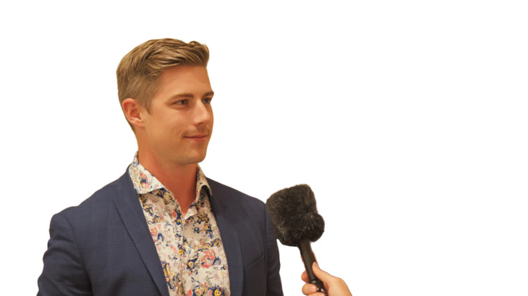 Corporate Interview Vinyl Car Decal Sticker – Waterproof & UV-Resistant 2.72"