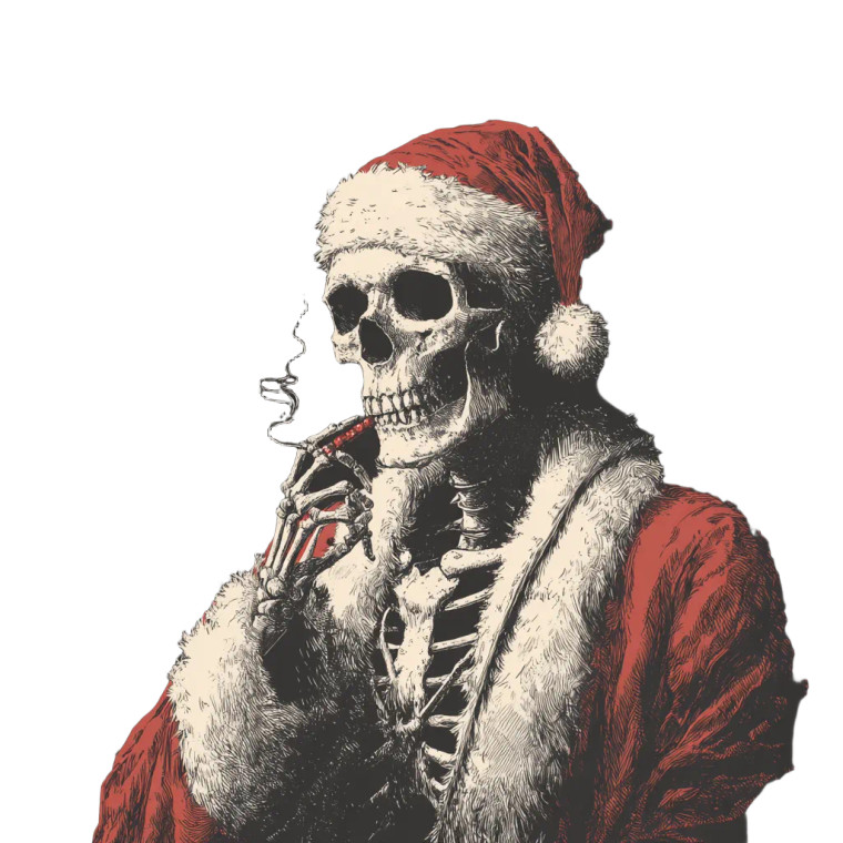 Goth Skeleton Santa Vinyl Car Decal Sticker – Waterproof & UV-Resistant 6.826666666666667"