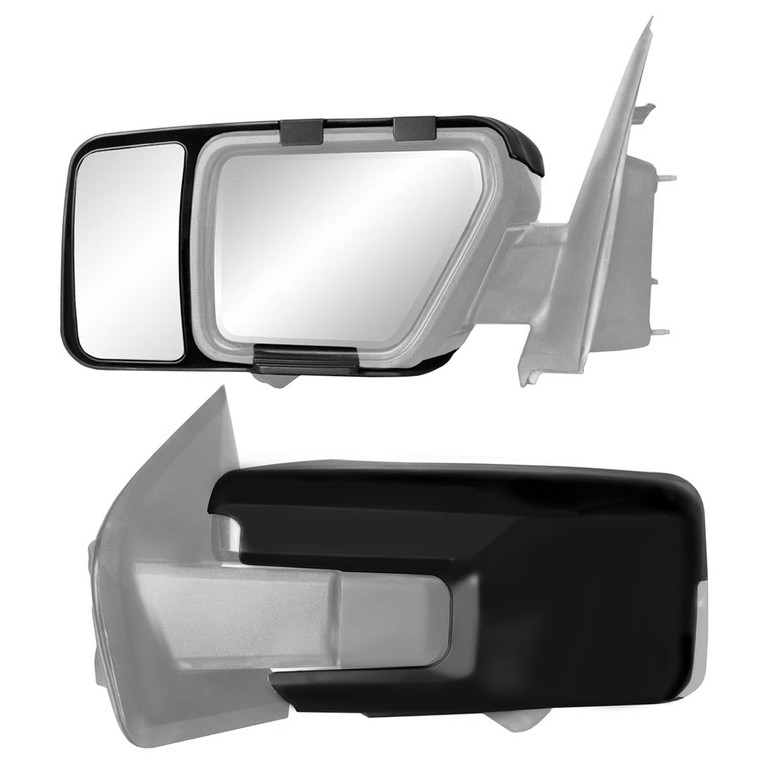 2021-2023 F-150 Black Snap & Zap Manual Towing Mirror Pair | Easy Install, ECE Qualified, ISO Certified