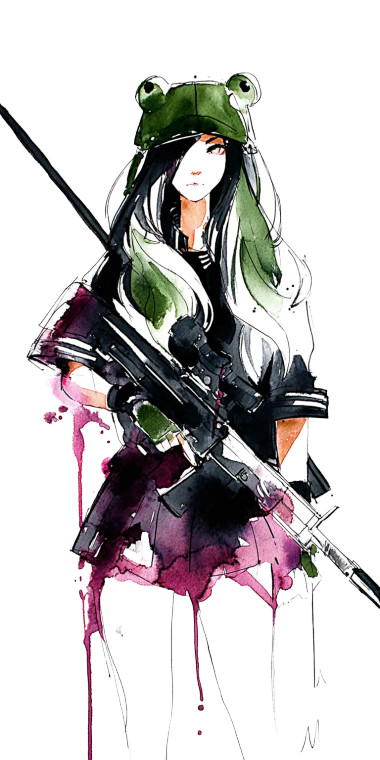 Green-Haired Soldier Girl V2 Vinyl Car Decal Sticker – Waterproof & UV-Resistant 5.12"