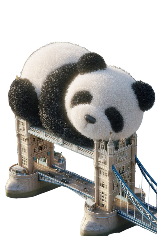 Plush Panda On Bridge Vinyl Car Decal Sticker – Waterproof & UV-Resistant 4.4